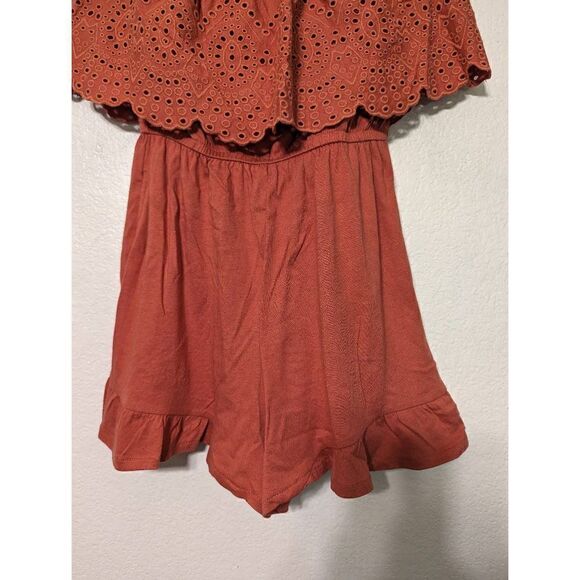 American Eagle Outfitters Women's Strapless Overlay Romper Red XS - Picture 6 of 14